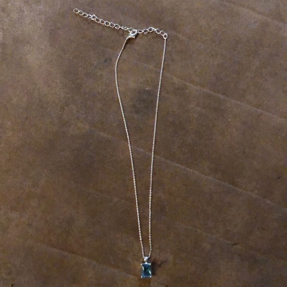 Blue Topaz Emerald Cut Necklace - Picture 2 of 4
